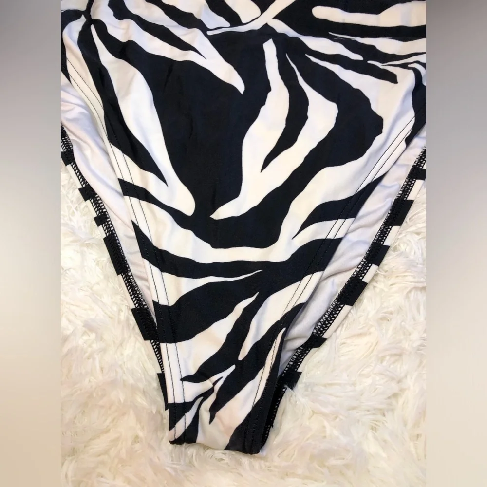 Zebra Print One-Shoulder Swimsuit - Picture 7 of 14